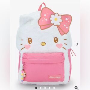Sanrio Hello Kitty Kawaii Fuzzy full size backpack bag adjustable straps